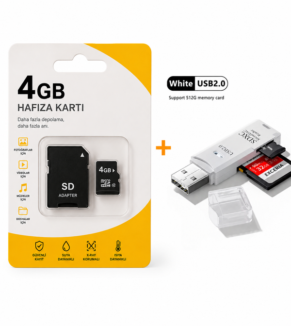 4GB SD Kart + SD Kart Okuyucu